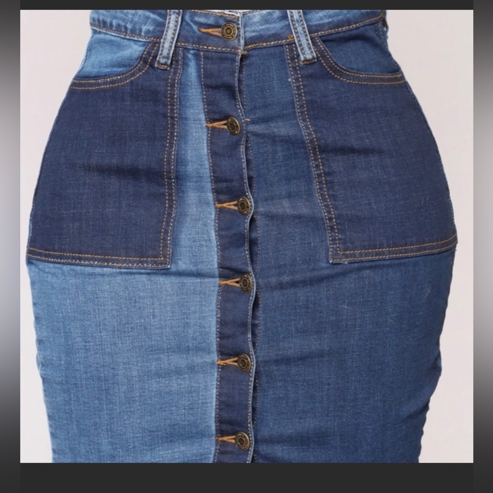 Fashion nova Color block Stretchy denim skirt